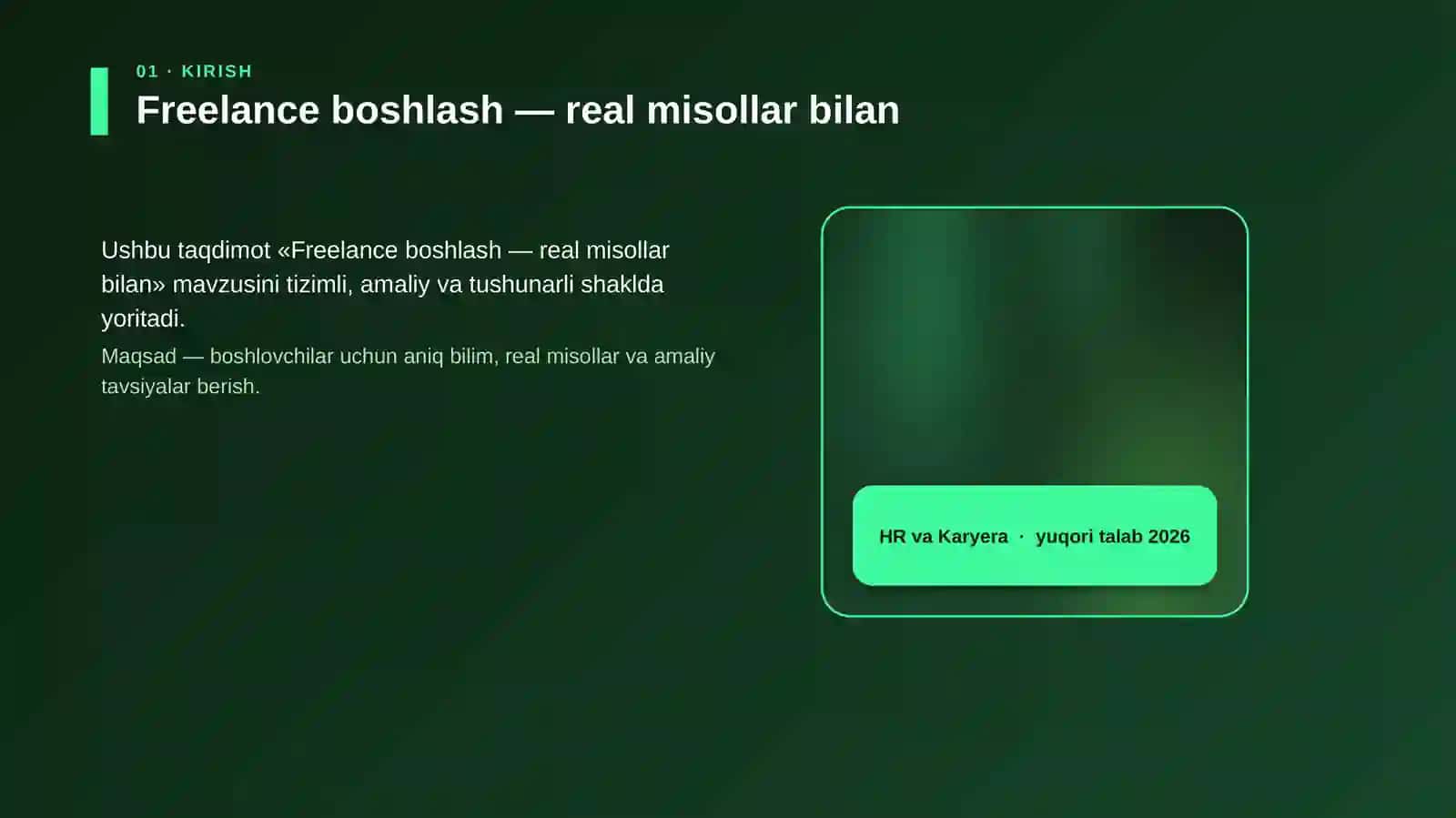 Freelance boshlash — real misollar bilan 4