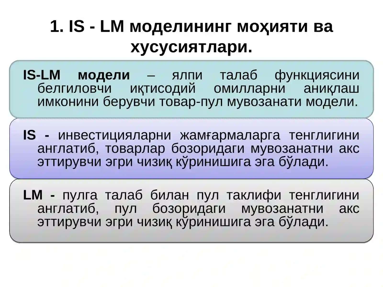 IS-LM modelining shakllanish tadbiqi 4