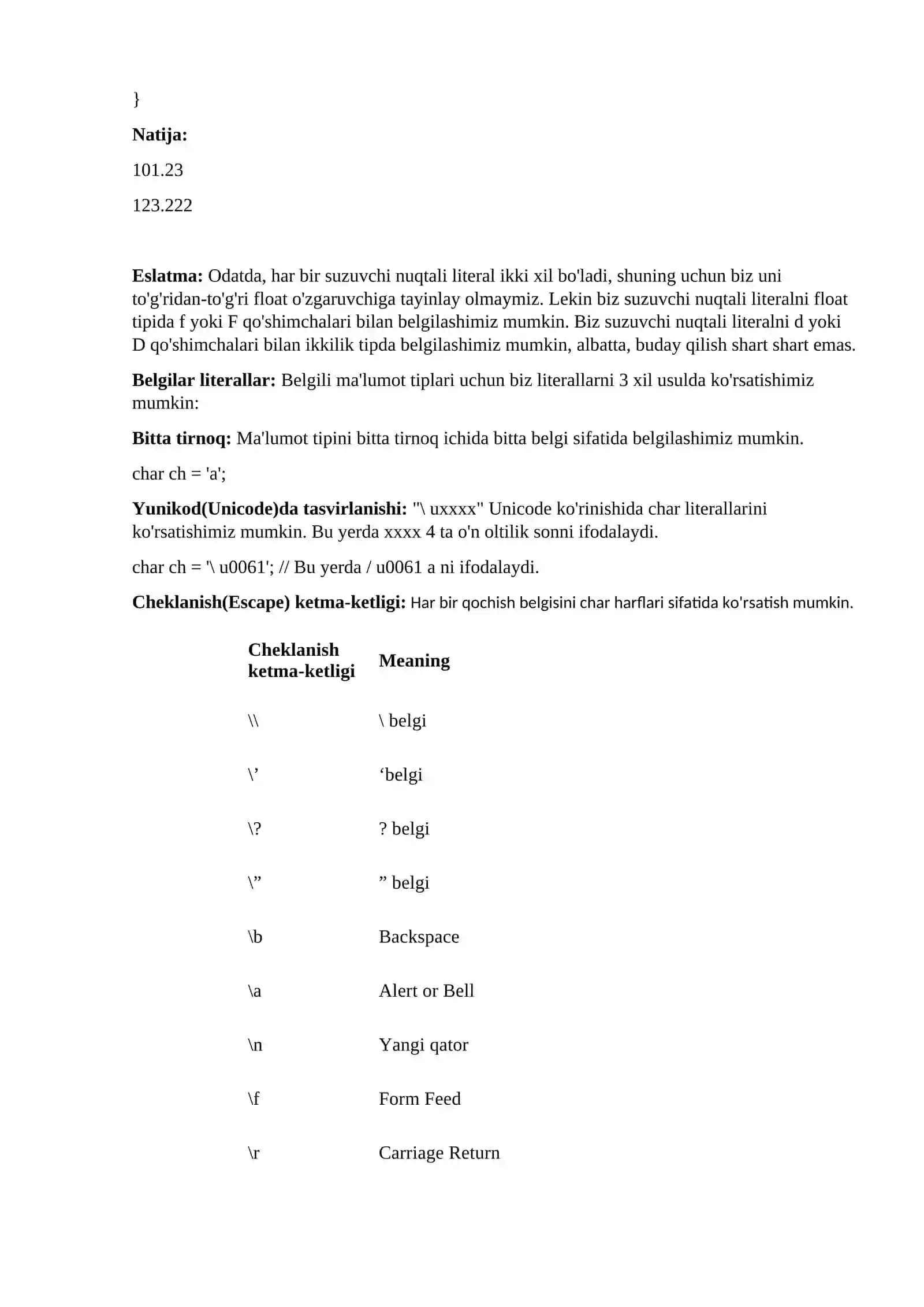 Literallar 4