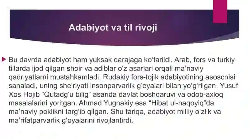 IX-XII asrlarda  mamlakatimiz hududida roʻy bergan madaniy uyg’onish, Buyuk allomalarning jahon sivi 4