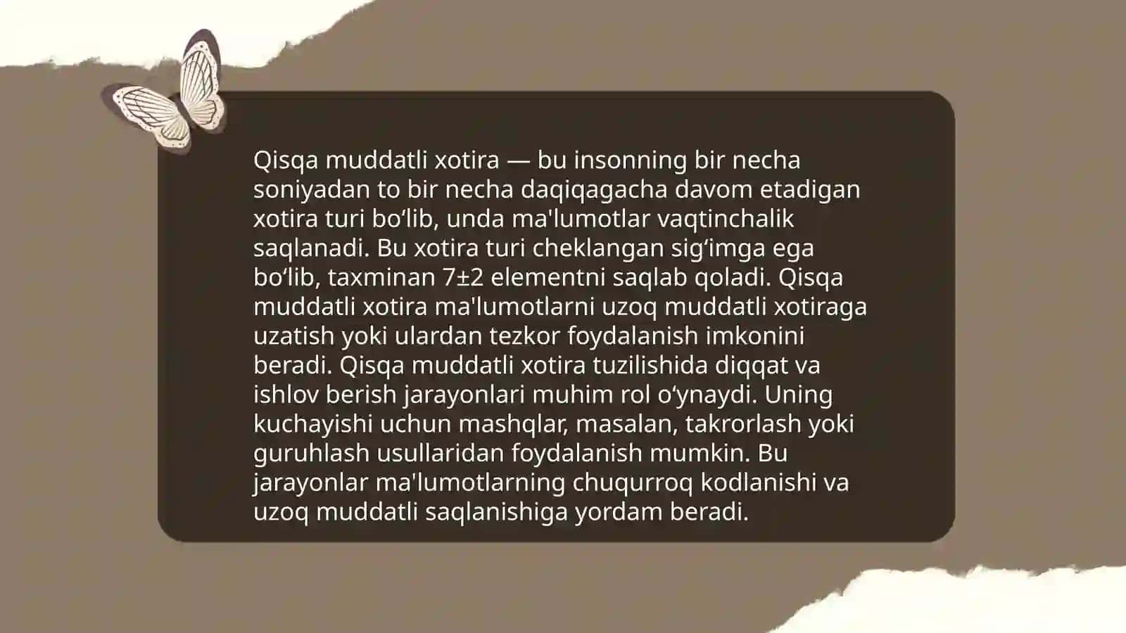 Uzoq va qisqa muddatli xotira 4