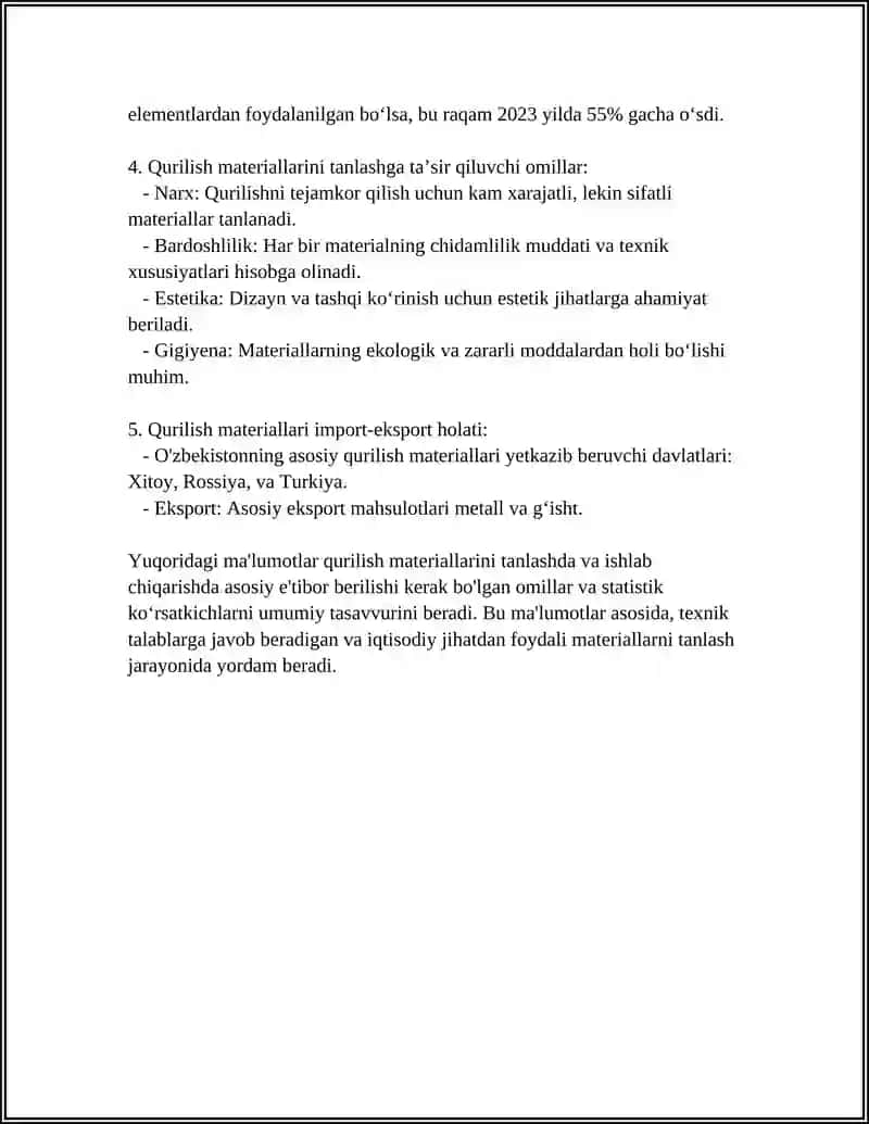 Qurilish Materiallarini Tanlash 4