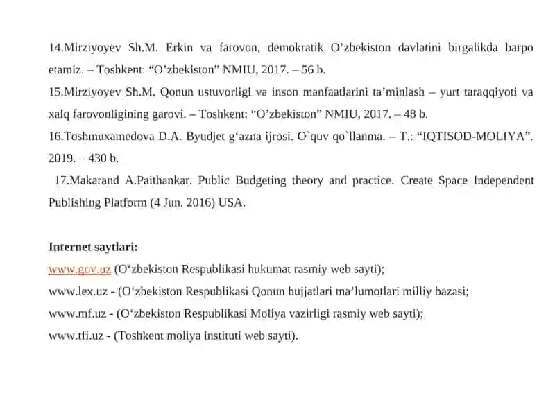 BYUDJET HISOBINING STANDARTLARI VA ULARNING MAZMUNI 4