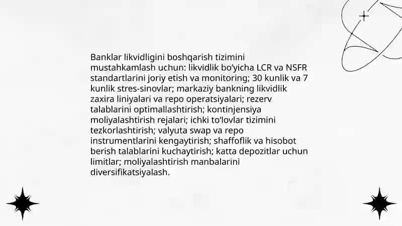Respublika bank tizimini yanada rivojlantirish va barqarorligini oshirishga doir chora tadbirlari 4