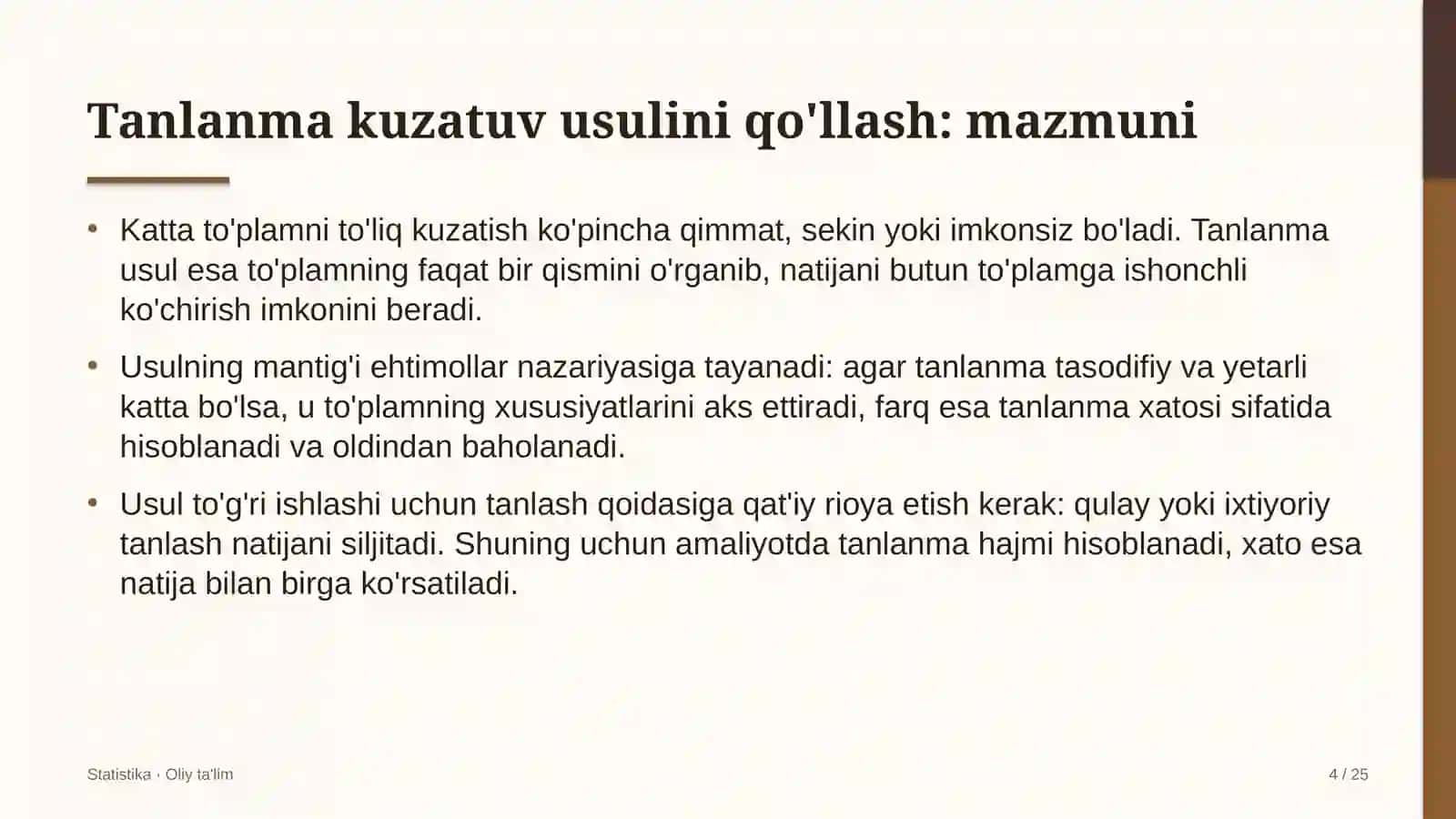 STATISTIKA · OLIY TA'LIM 4