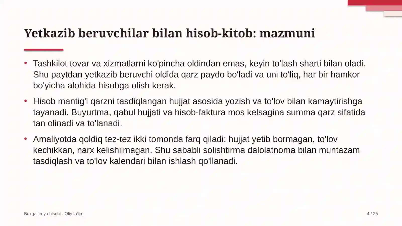 boshlang'ich ta'limda mol yetkazib beruvchilar bilan hisob kitoblar hisobi 3101 4
