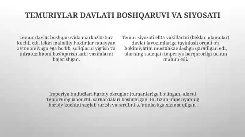 Amir Temur va Temuriylar davlati 4