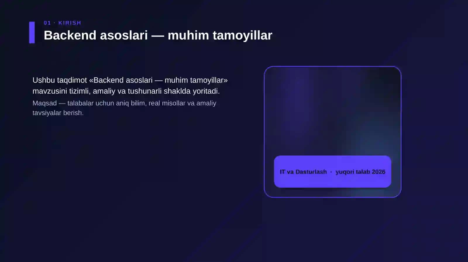 Backend asoslari — muhim tamoyillar 4