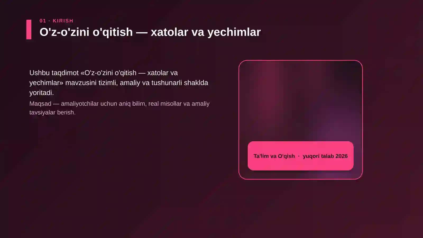 O'z-o'zini o'qitish — xatolar va yechimlar 4