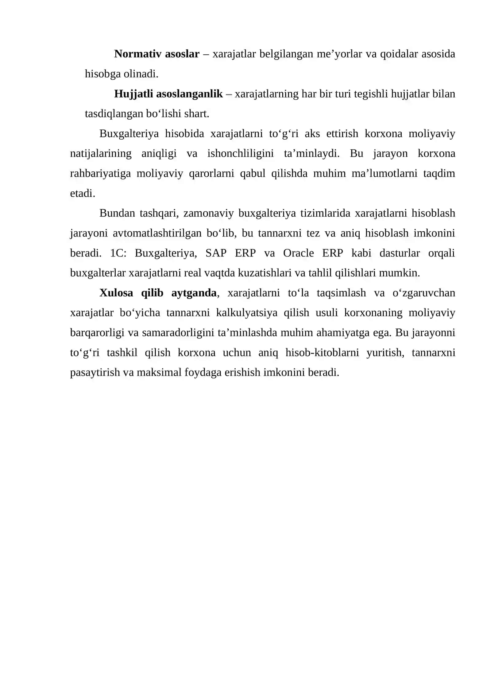 XARAJatlarni to‘la taqsimlab va o‘zgaruvchan xarajatlar bo‘yicha tannarxni kalkulyatsiya qilish usuli 4