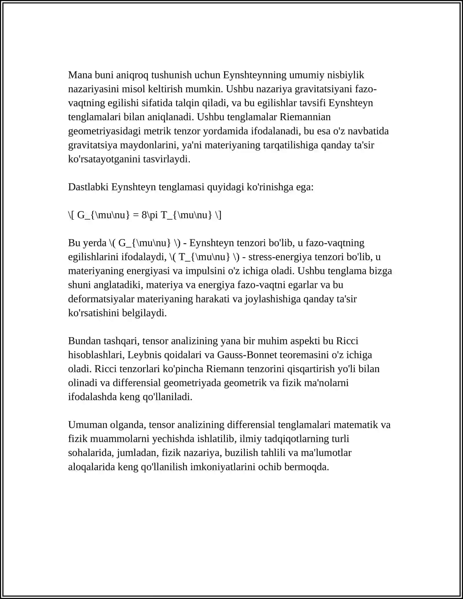 Tensor analizining differensial tenglamalari 4