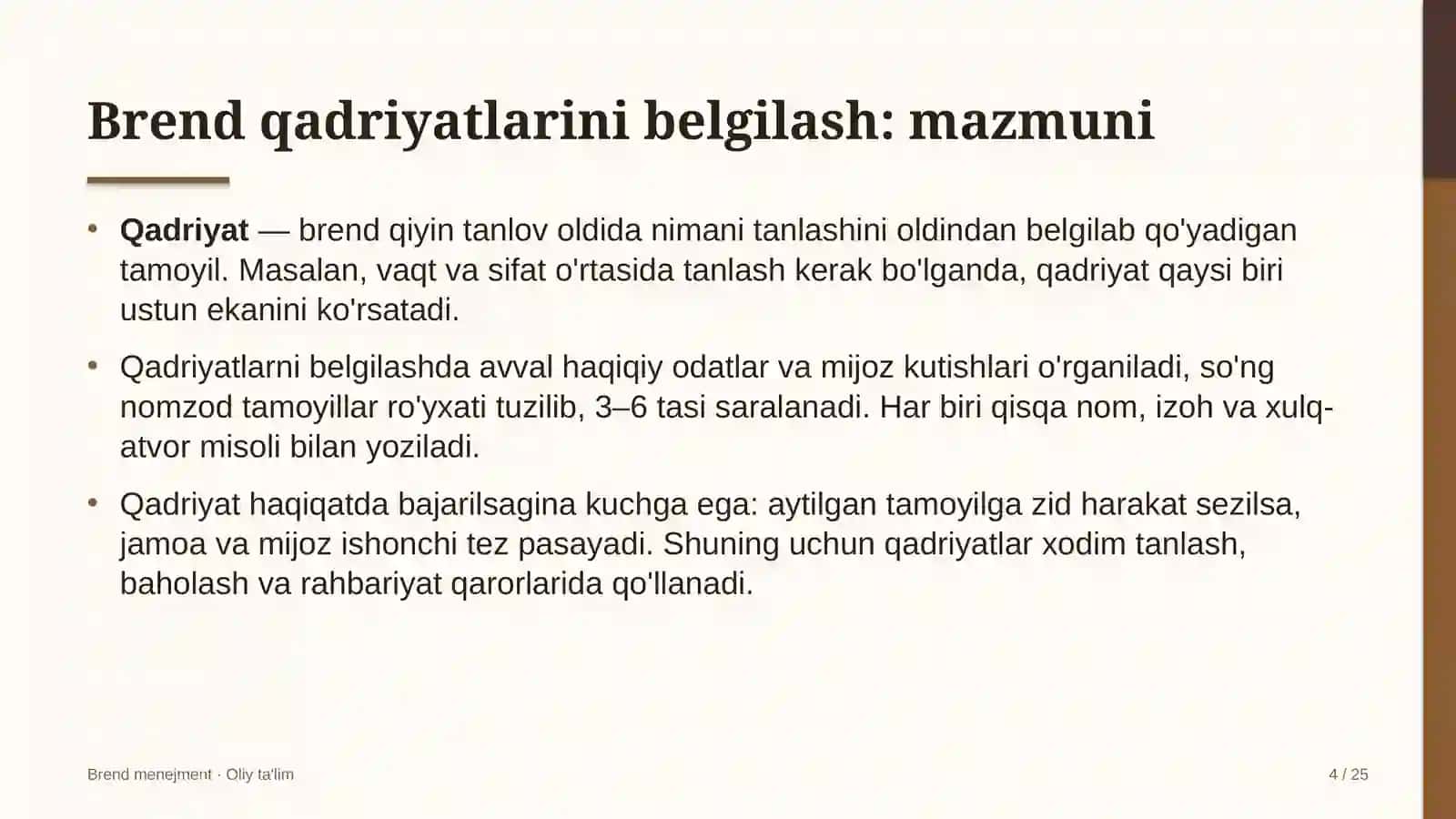 Franchayzing tarmoqlarida brend qadriyatlarini belgilash 4