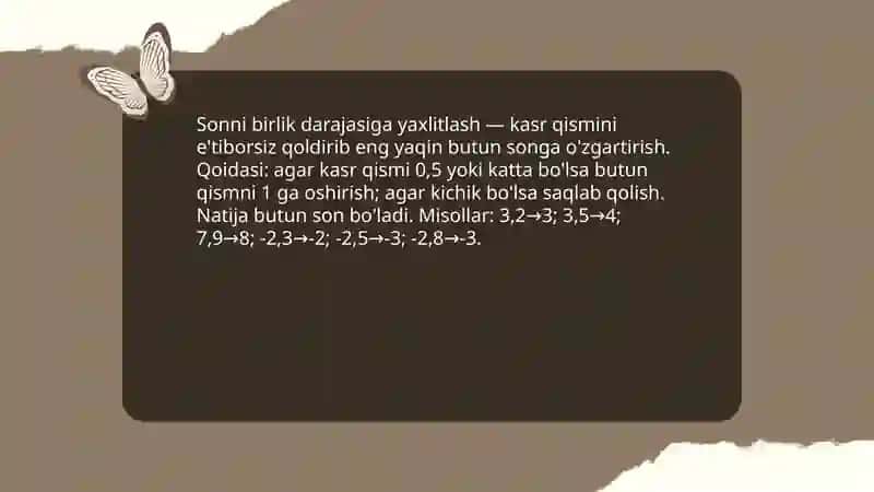 Sonlarni yaxlitlash. Rim raqamlari 4