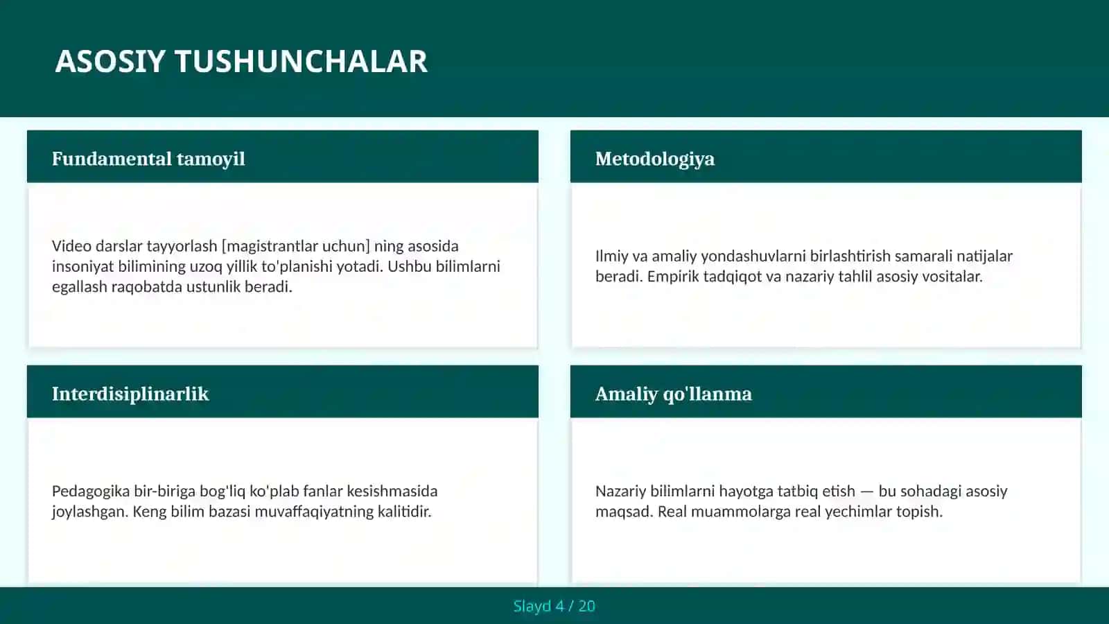 Video darslar tayyorlash [magistrantlar uchun] 4