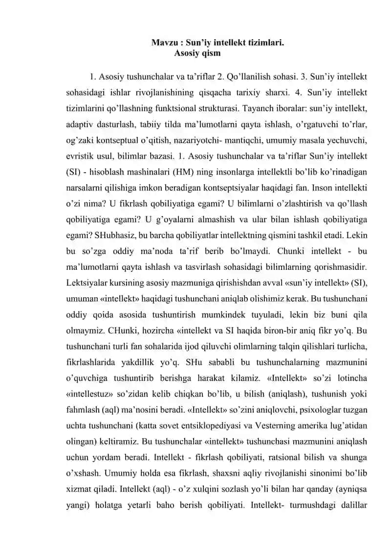 "Sun’iy intellekt tizimlari" 4