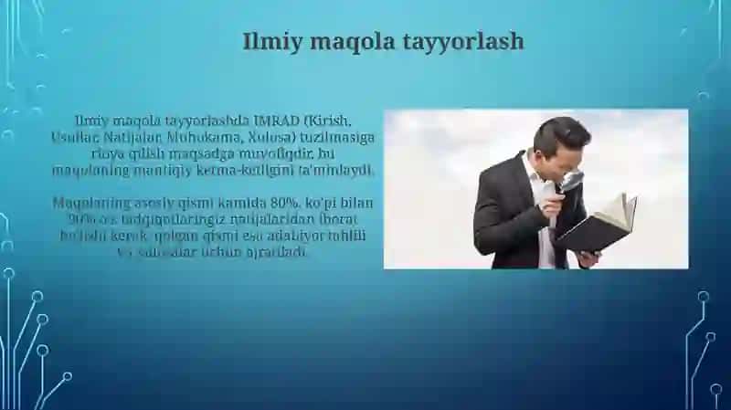 Ilmiy uslub. Ilmiy maqola tayyorlash 4