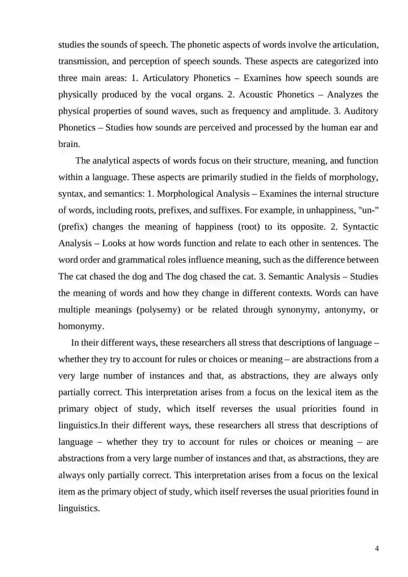 Course Work on Theoretical Aspects of Language Learning 4