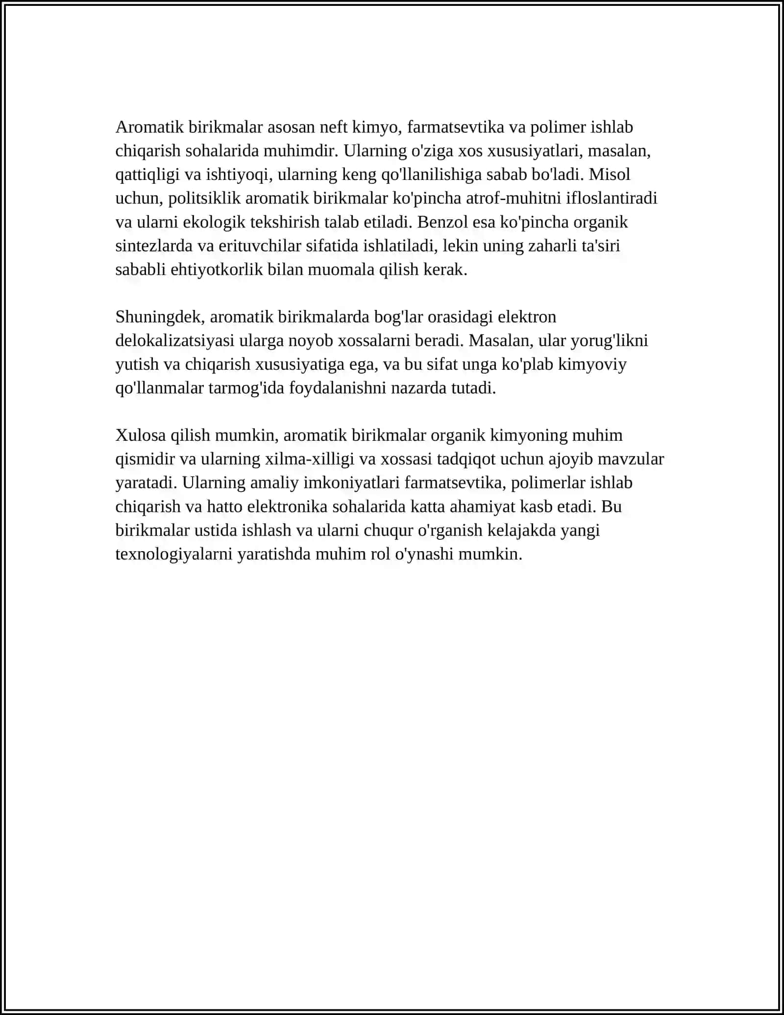 AROMATIK BIRIKMALAR.AROMATIK BIRIKMALARNING SNIFLANISHI 4