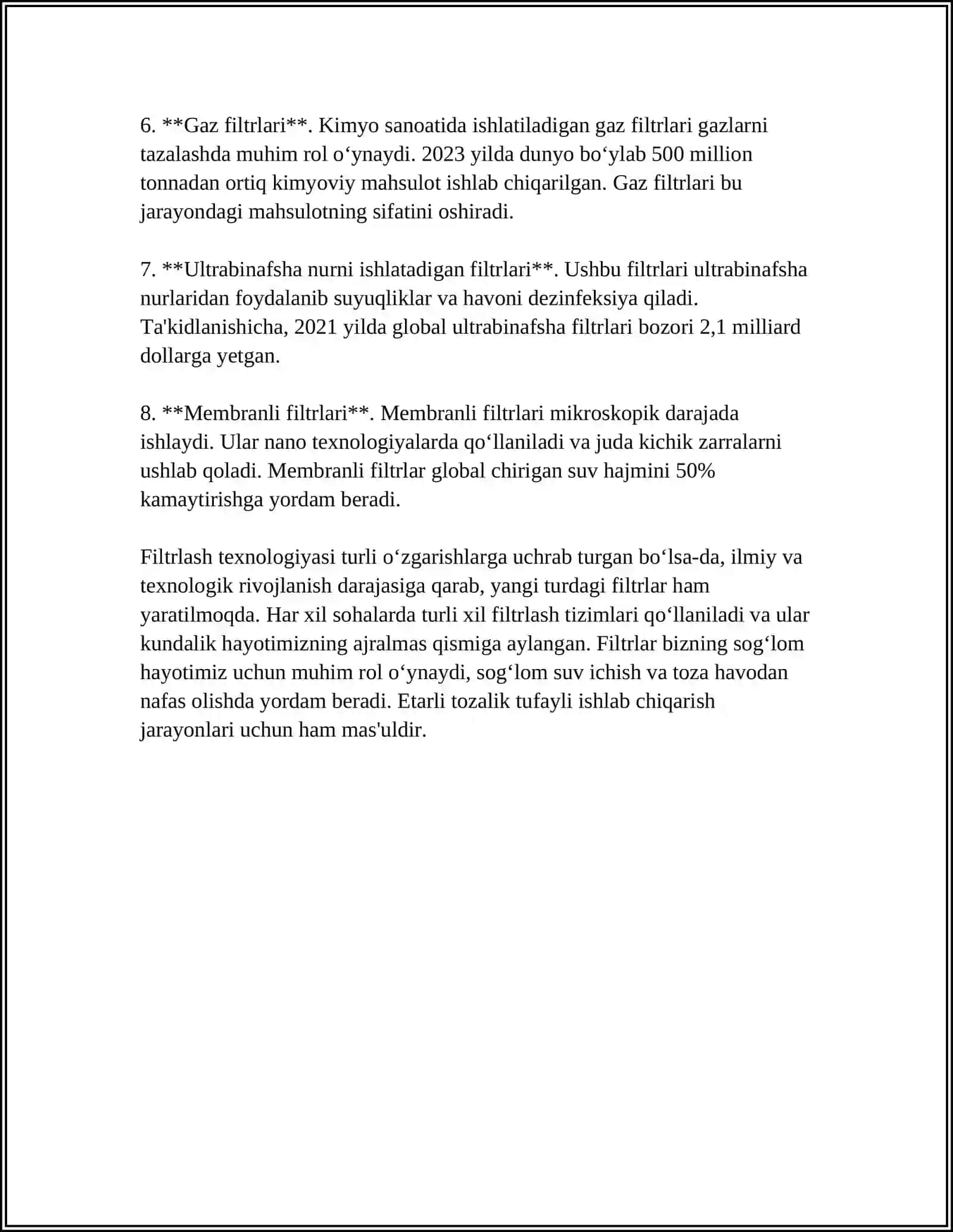 TEKISLOVCHI FILTRLAR 4