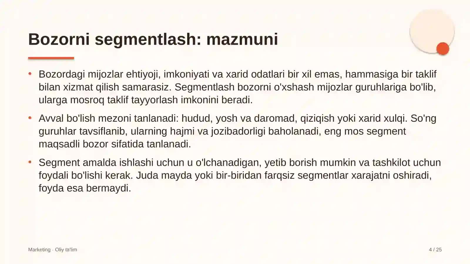 To'lov tashkilotlarida bozorni segmentlash 4
