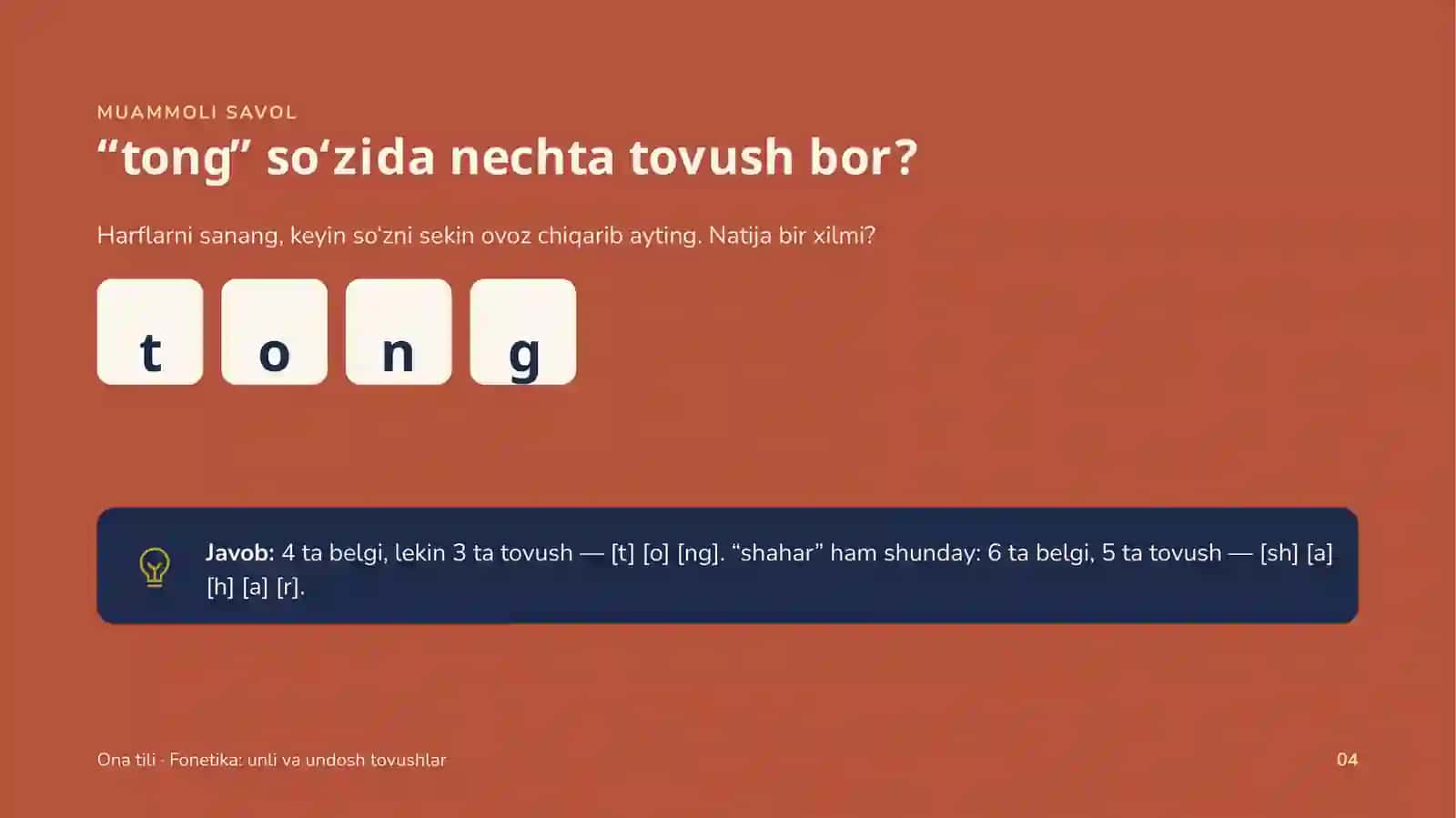 Unli va undosh tovushlar 4