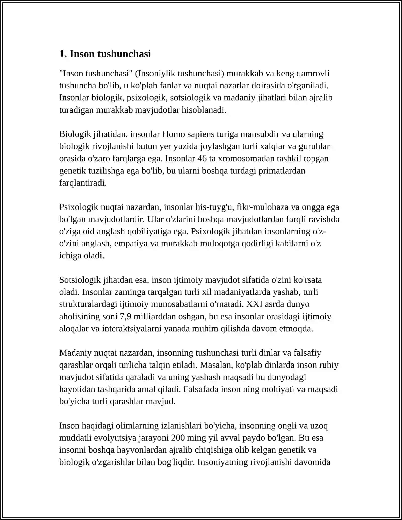"INSON, SHAXS VA INDIVIDUALLIK TUSHUNCHASI" 3TA REJA METODIKALI 4
