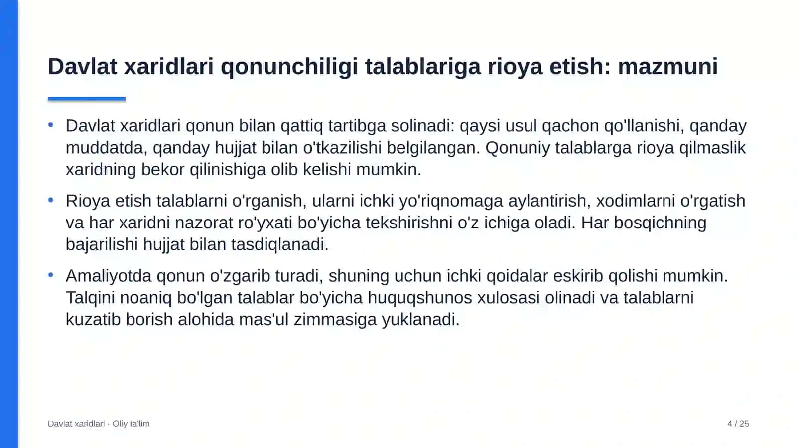 Davlat xaridlari · Oliy ta'lim 4