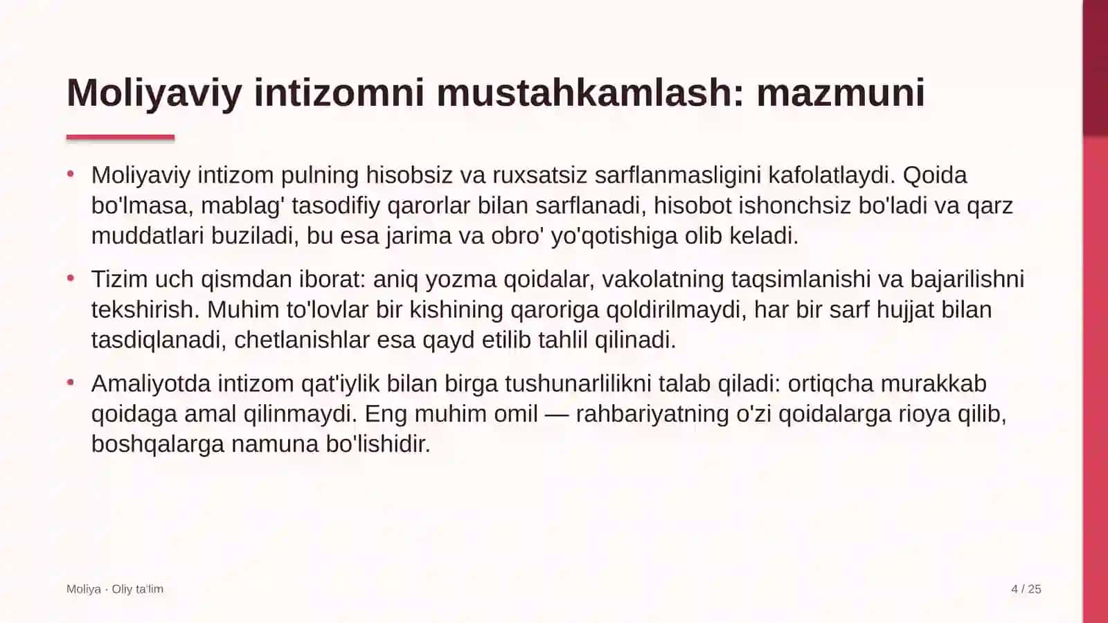 Moliyaviy intizomni mustahkamlash: mohiyati 4