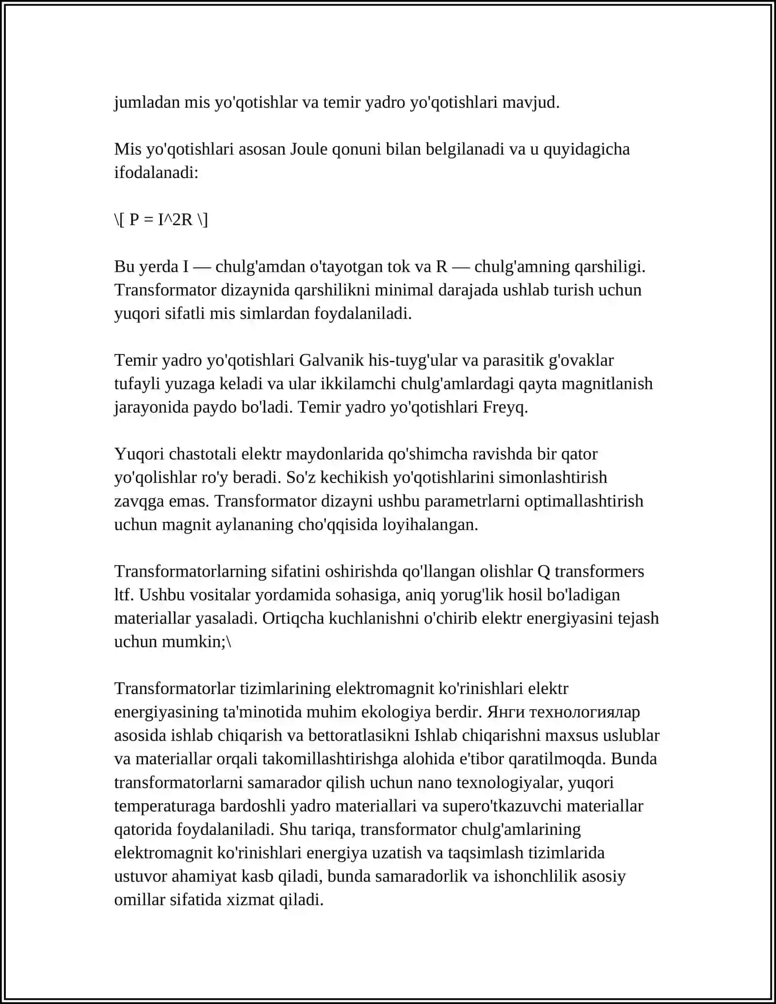 TRANSFORMATOR CHULG'AMING EYUK TENGLAMASI 4