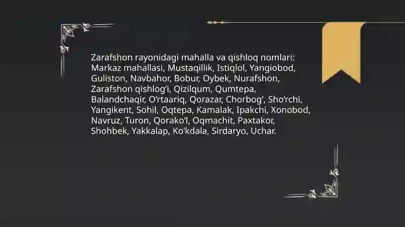 Zarafshon toponimik rayon 4