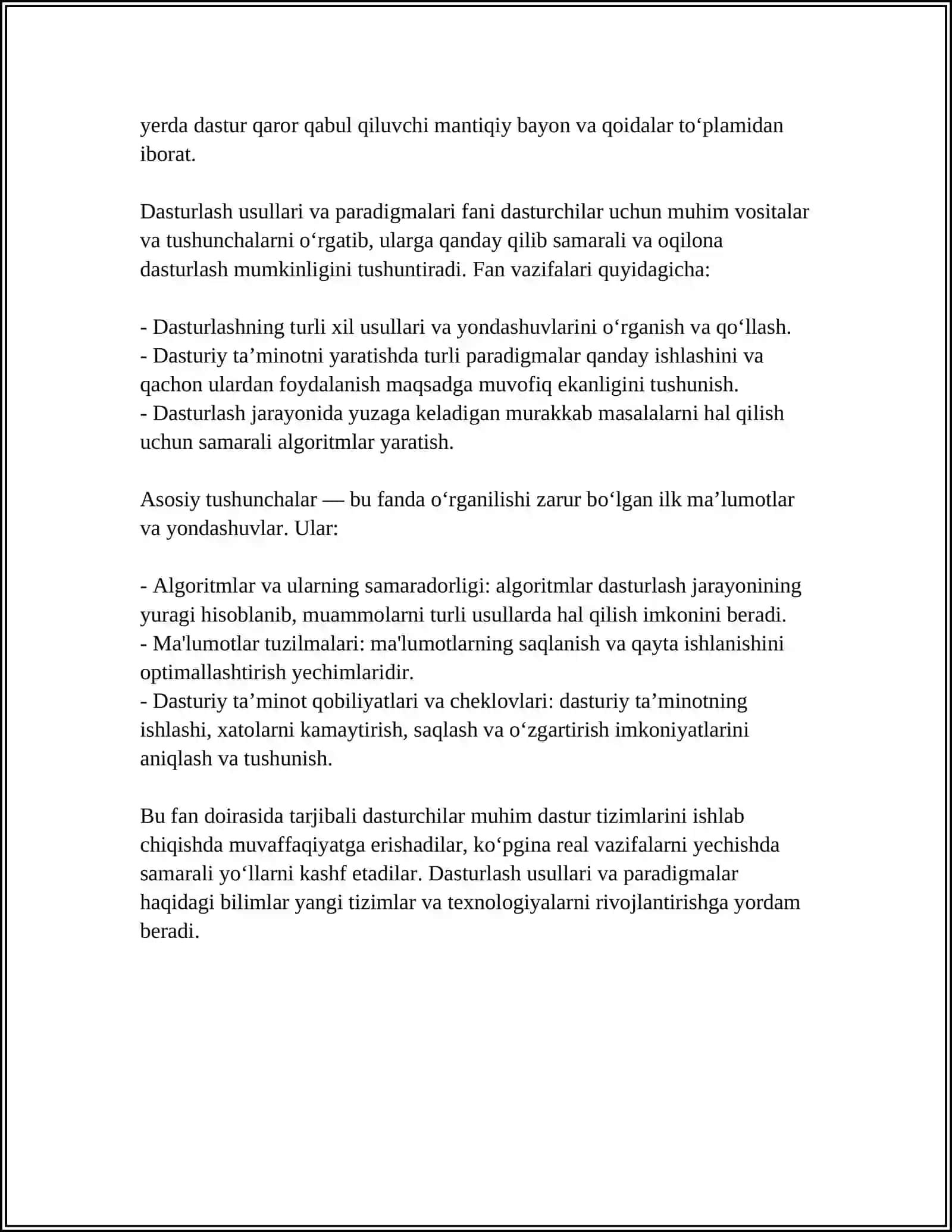 Dasturlash Usullari va Paradigmalari 4