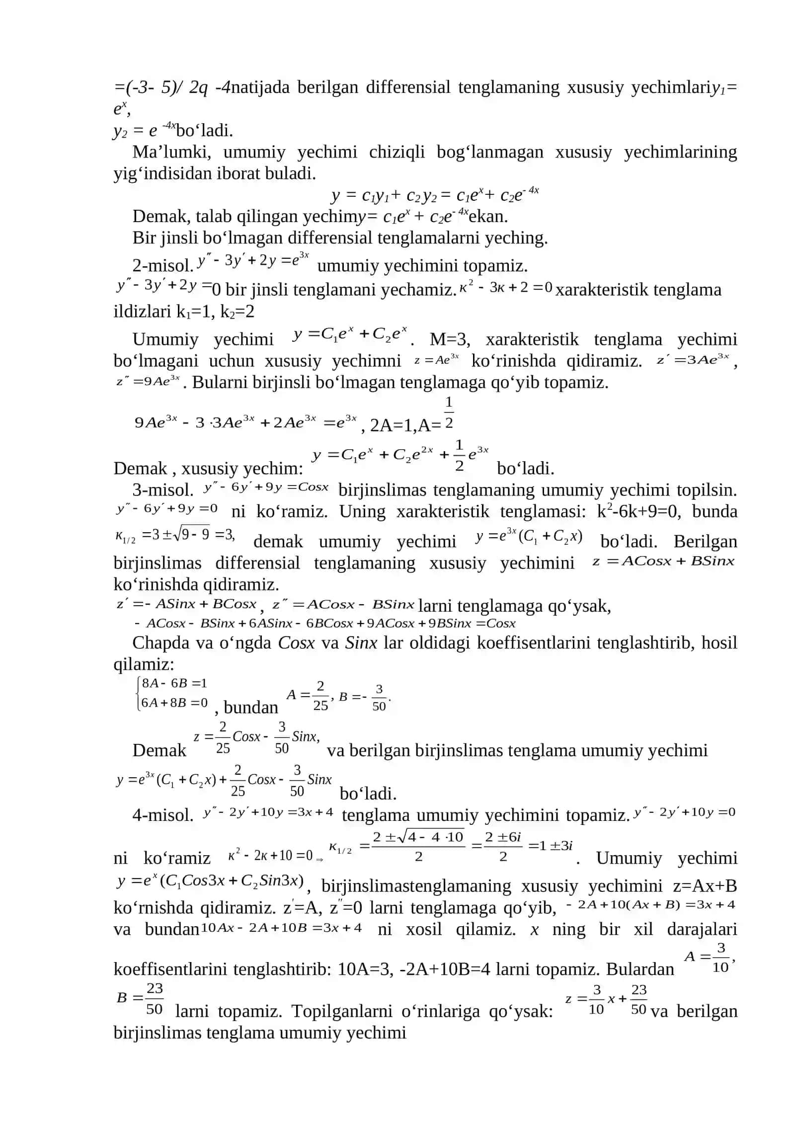 Differensial tenglamalar 4
