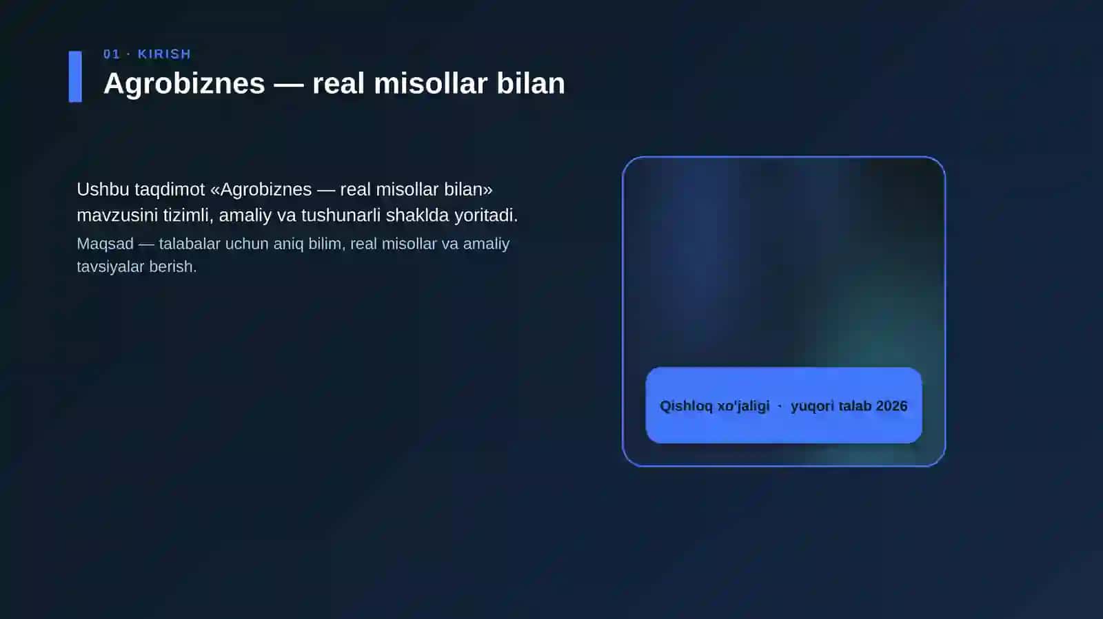 Agrobiznes — real misollar bilan 4