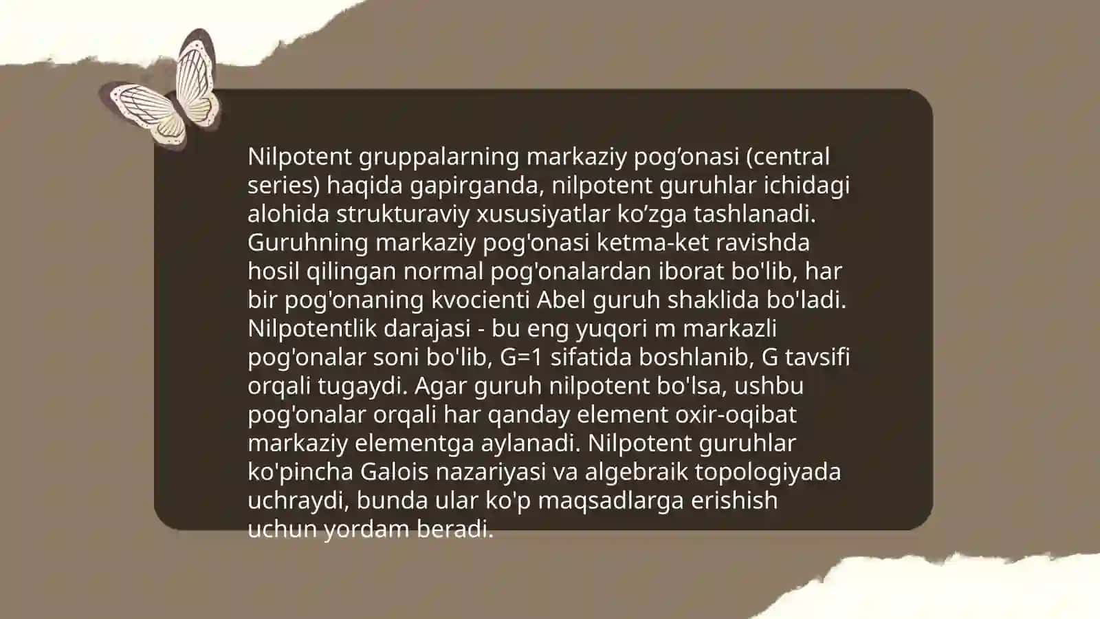 Nilpotent gruppalar 4
