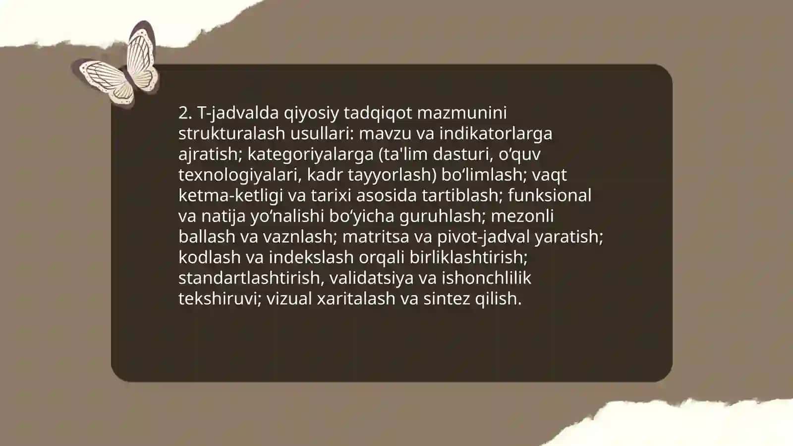 T-jadvali tasniflash 4