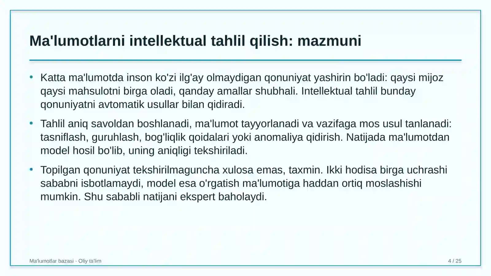 asalarichilikda ma'lumotlarni intellektual tahlil qilish data mining 9415 4