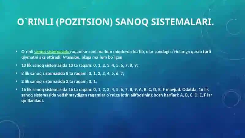 Sanoq sistemalari 4