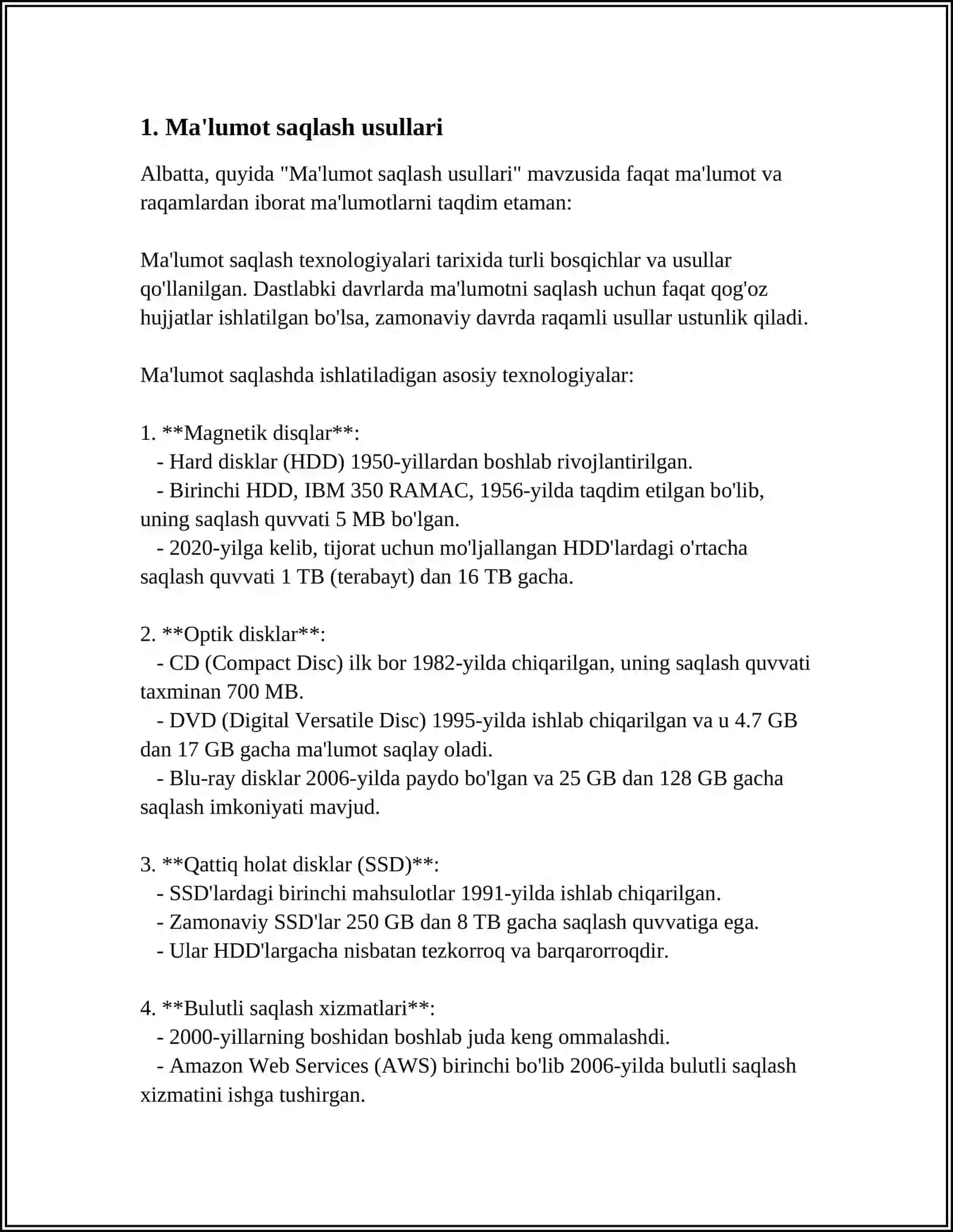 Ma'lumot saqlash usullari 4