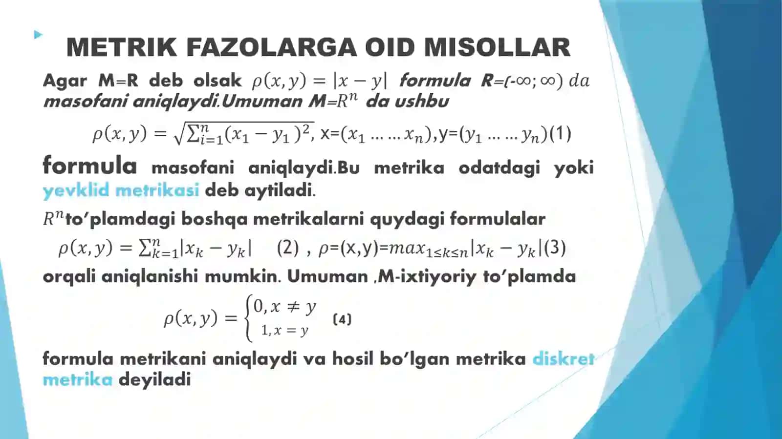 METRIK FAZO TUSHUNCHASI 4