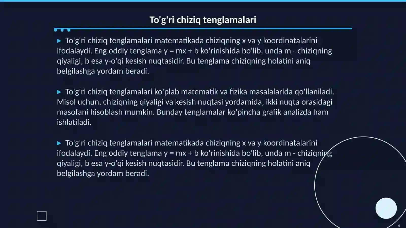 Koordinatalar to’g’ri chizig’i 4