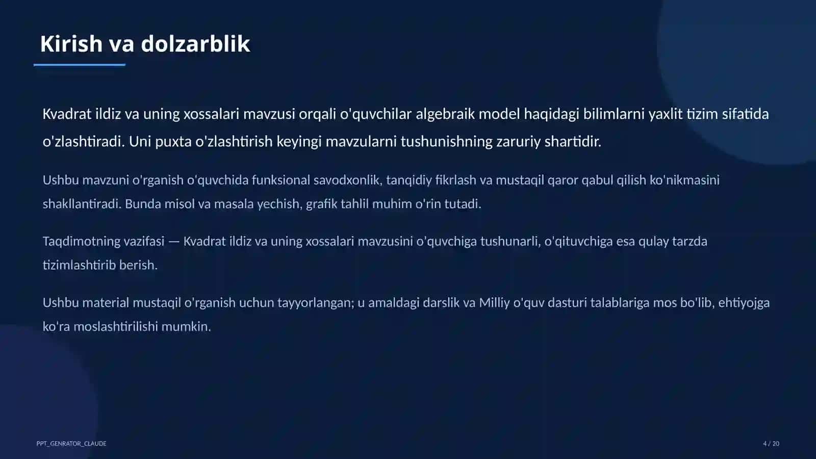 Kvadrat ildiz va uning xossalari (8-sinf) 4