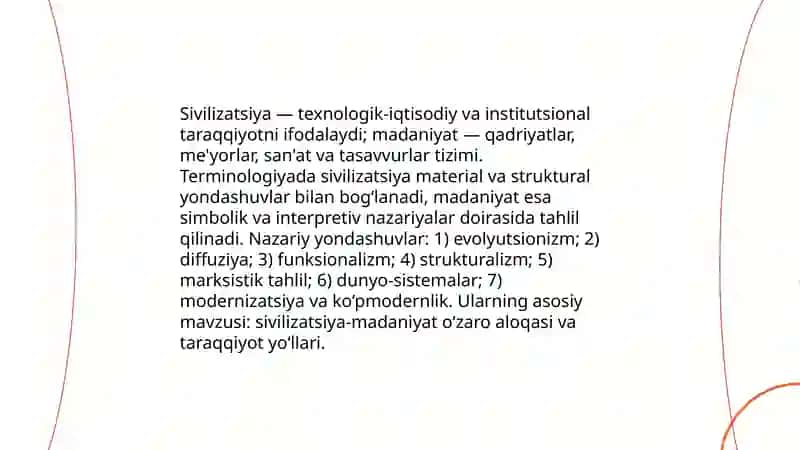 Tarix falsafasi. Svilizatsiya va madaniyat. 4