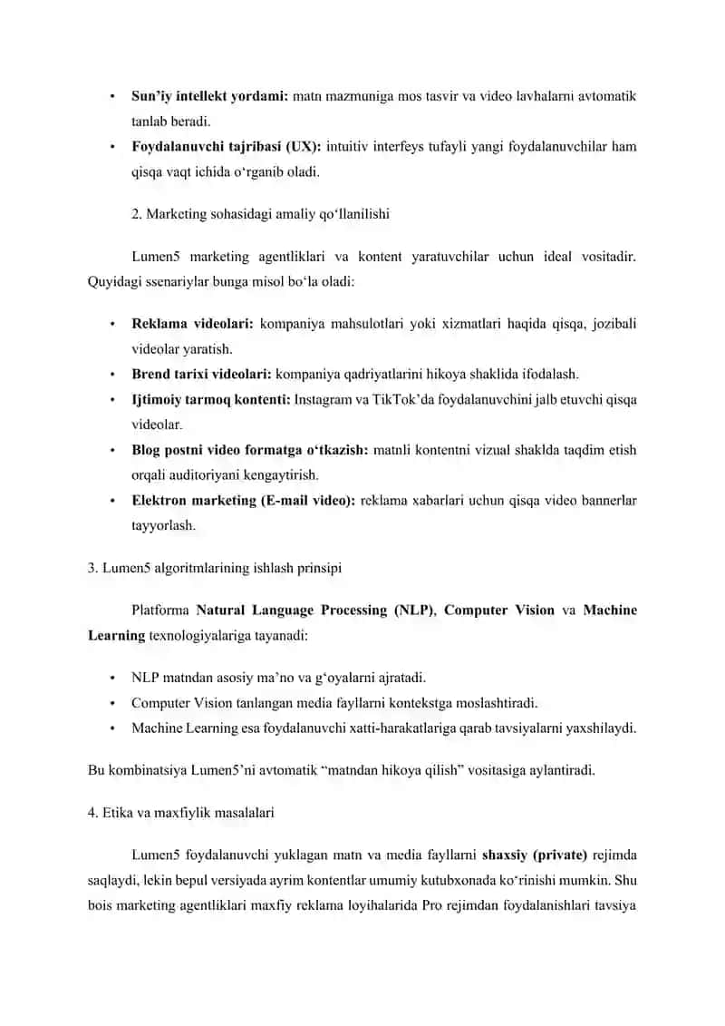 Mavzu: Lumen5 PLATFORMASI 4