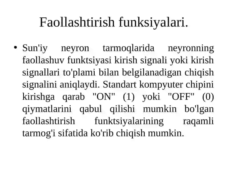Faollashtirish funksiyalari 4