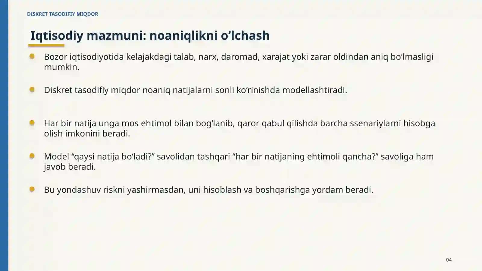 Diskret tasodifiy miqdor 4