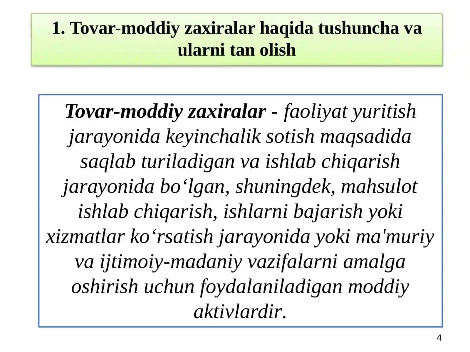 TOVAR-MODDIY ZAXIRALAR HISOBI 4