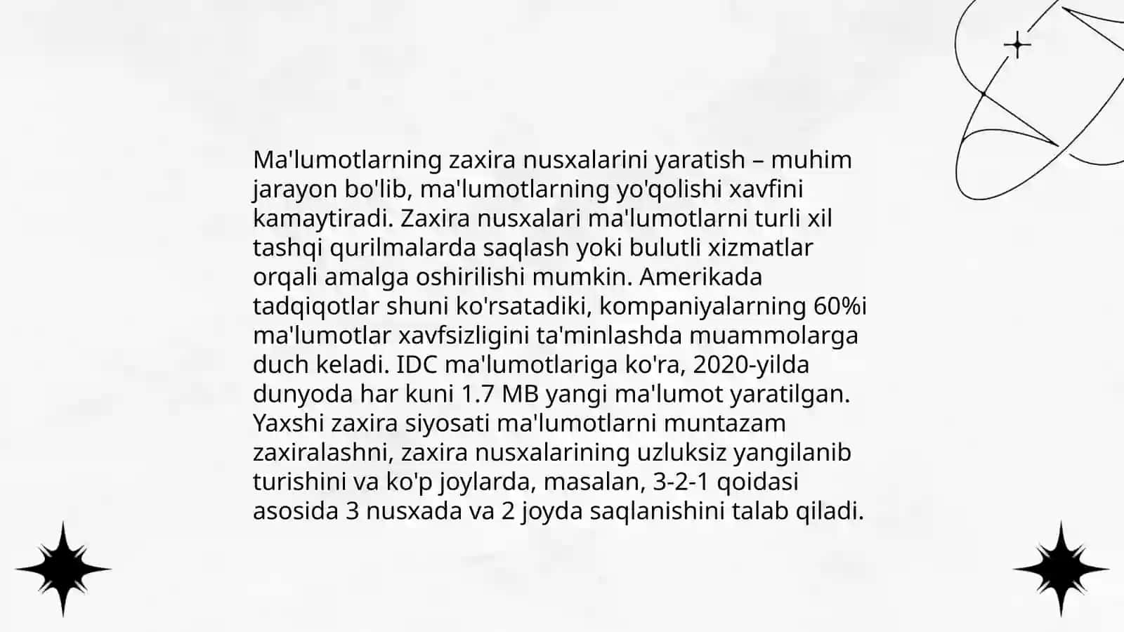 Ma'lumotlarni mustahkamlash yo'llari, usullari, vositalari 4