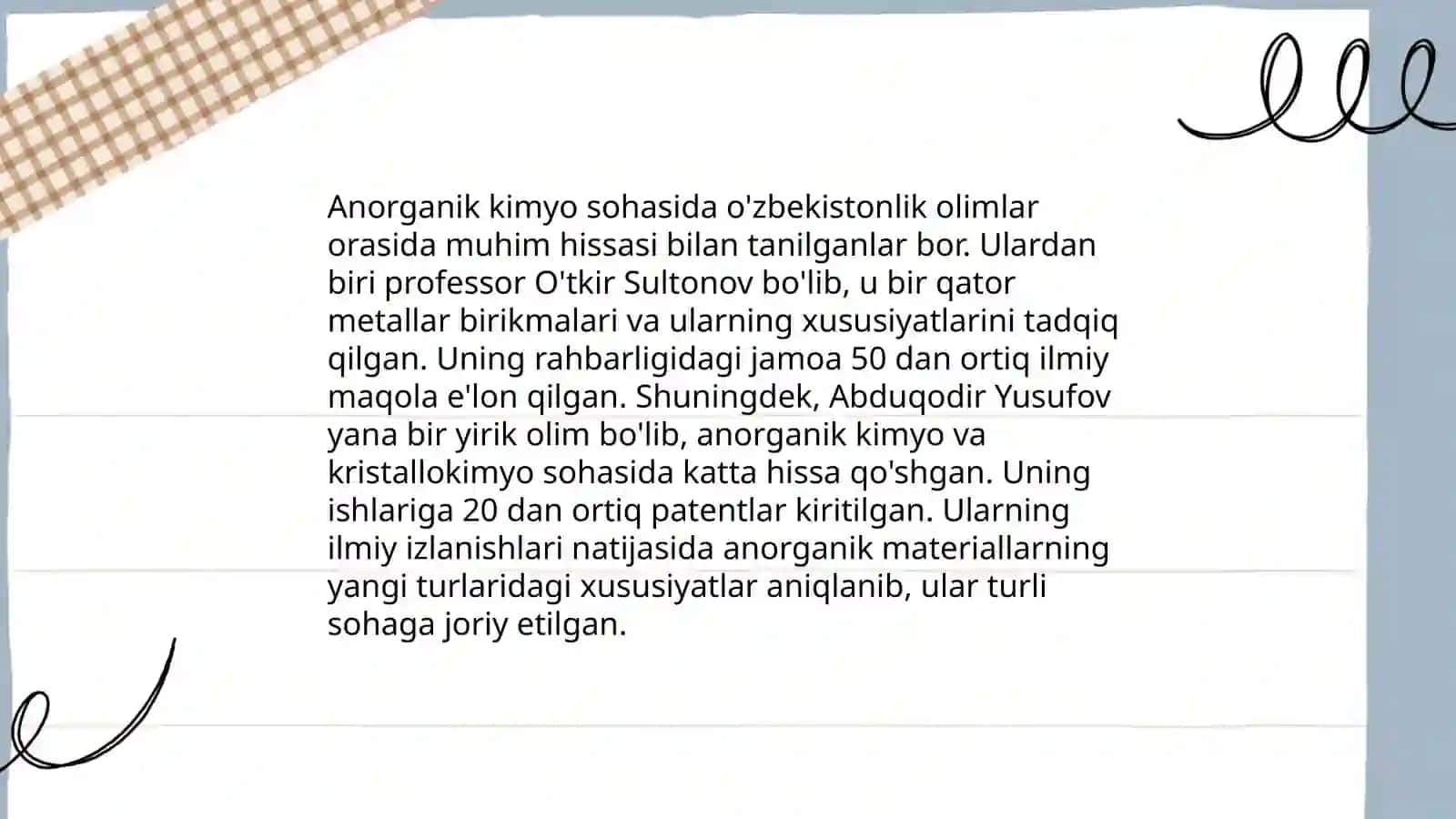 O'zbekiston Respublikasi Kimyo Olimlari 4