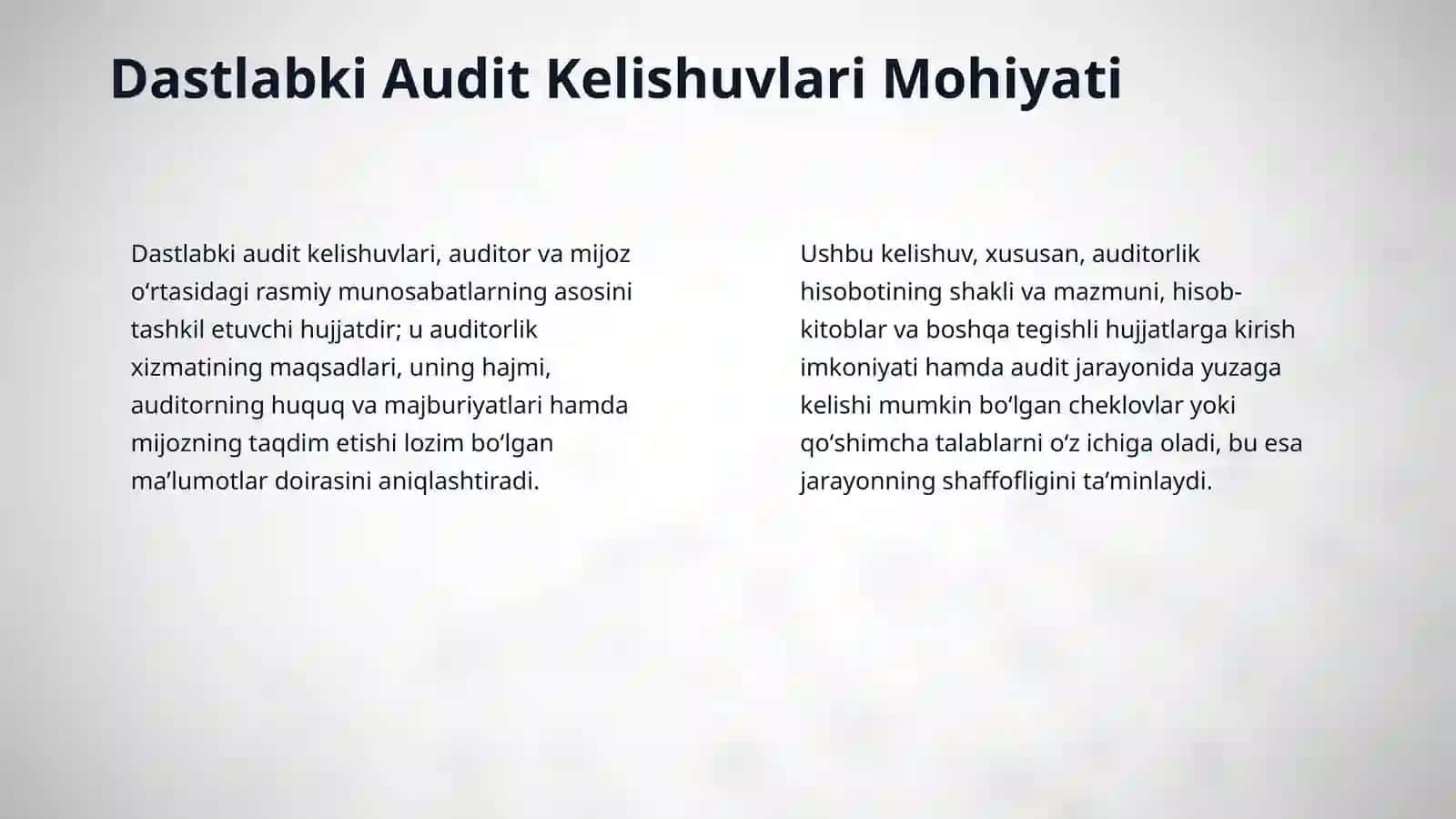 Dastlabki audit kelishuvlari – boshlangʻich qoldiqlar 4