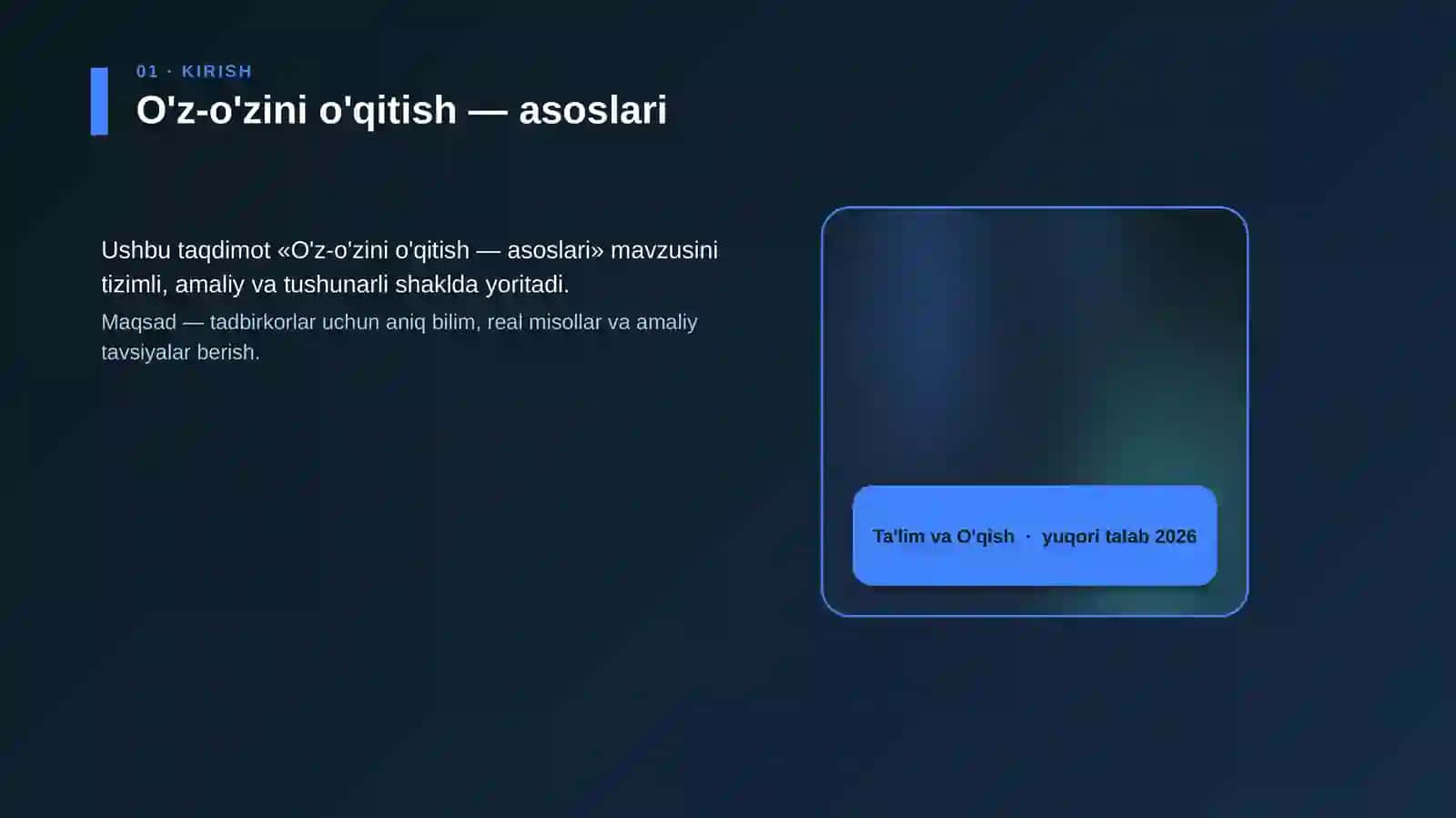 O'z-o'zini o'qitish — asoslari 4